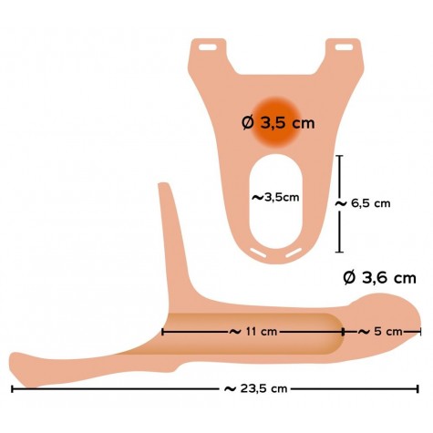 Силиконовый полый страпон на ремнях Silicone Strap-on - 16 см.