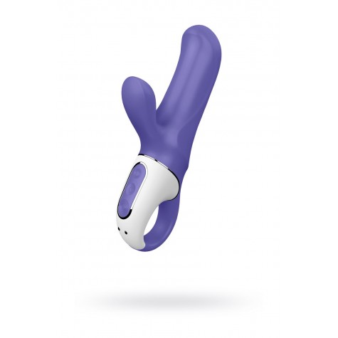 Фиолетовый вибратор Satisfyer Vibes Magic Bunny с клиторальным отростком - 17,6 см.