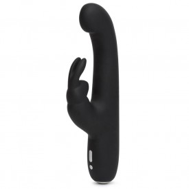 Чёрный вибратор Slimline G-Spot Rechargeable Rabbit Vibrator - 24,1 см.