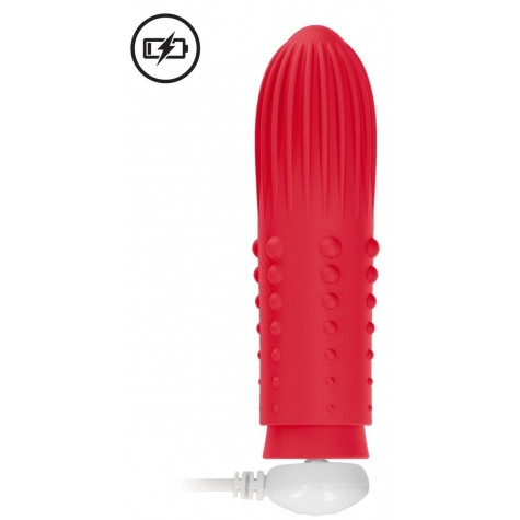 Красная вибропуля Turbo Rechargeable Bullet Lush - 9,8 см.